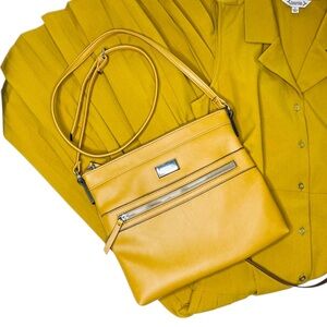 Nine West Mustard Yellow Crossbody Bag Purse